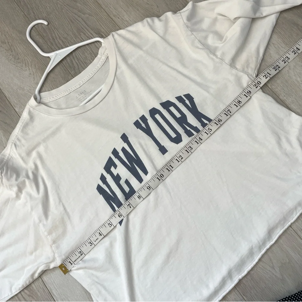 Brandy Melville Tshirt new york long sleeve crop oversized womens White one size - Picture 3 of 7
